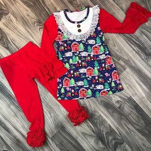 Boutique Christmas Farm Icing Ruffle Outfit